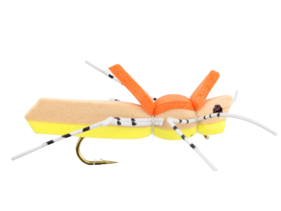 Brown and Yellow Foam Grasshopper Fly | Wild Water Fly Fishing