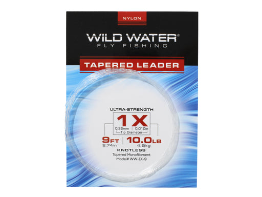 Wild Water Fly Fishing 9' Tapered Monofilament Leader 1X, 6 Pack