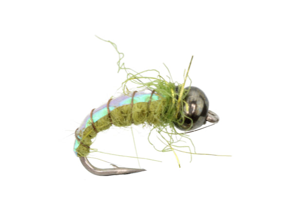 electric fishing lure fly Wild Water Fly Fishing Olive Electric Caddis, Size 16, Qty. 6