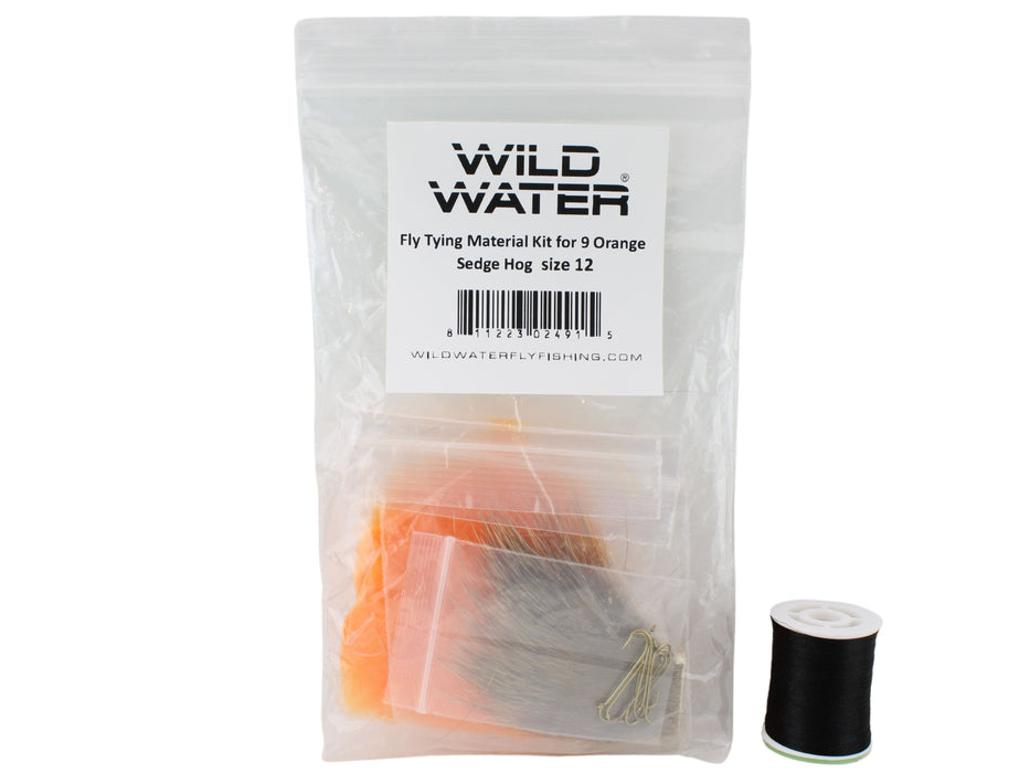 Wild Water Fly Fishing Fly Tying Material Kit, Orange Sedge Hog