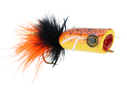 Wild Water Fly Fishing Orange Tiger Bass Popper, Size 1/0, Qty. 4