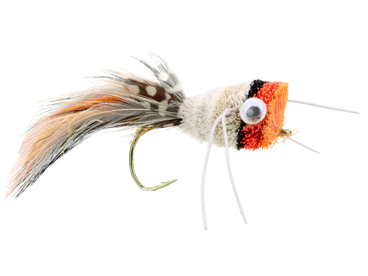 Wild Water Fly Fishing Orange, Red and White Deer Hair Bass Bug, Size 2, Qty. 2