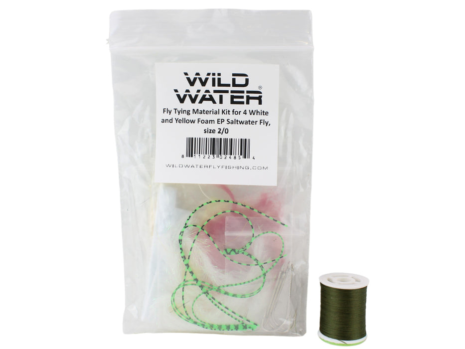 Wild Water Fly Fishing Fly Tying Material Kit, White and Yellow Foam Saltwater EP Fly